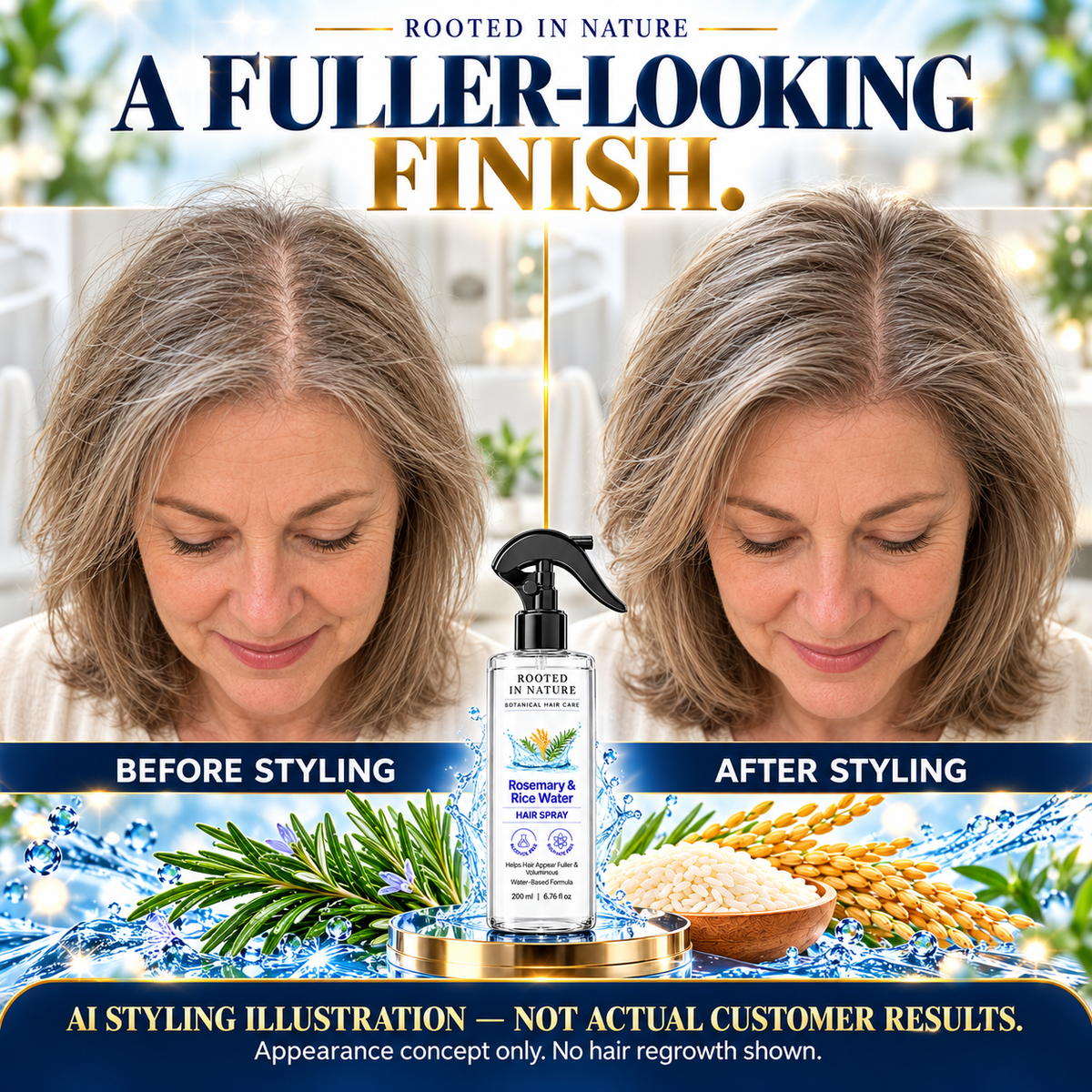 🌿 Rooted in Nature Rosemary & Rice Water Hair Growth Spray + 🎁 FREE Hair Growth Care Kit
