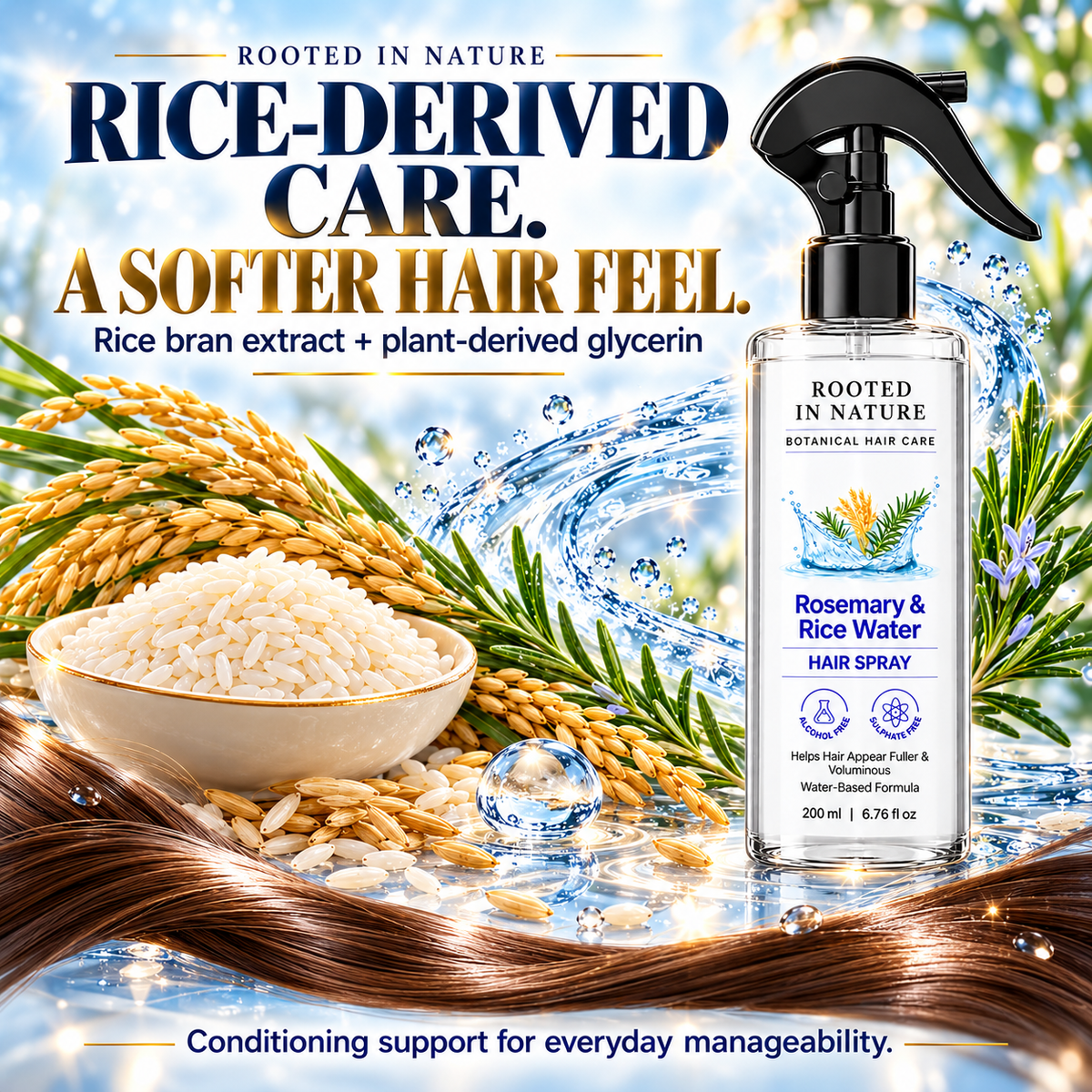 🌿 Rooted in Nature Rosemary & Rice Water Hair Growth Spray + 🎁 FREE Hair Growth Care Kit