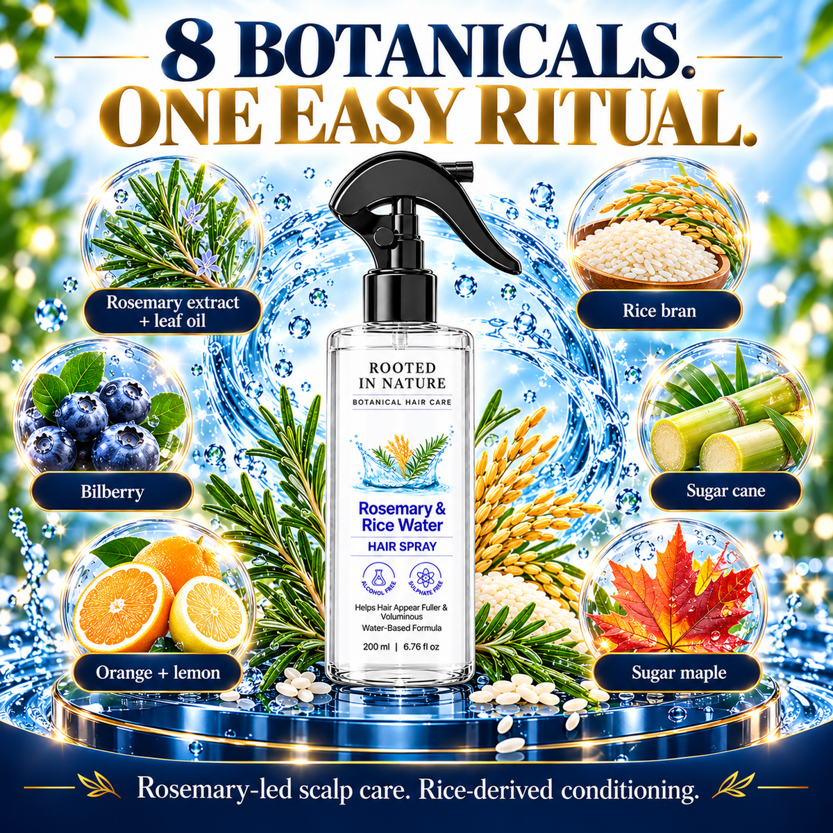 🌿 Rooted in Nature Rosemary & Rice Water Hair Growth Spray + 🎁 FREE Hair Growth Care Kit