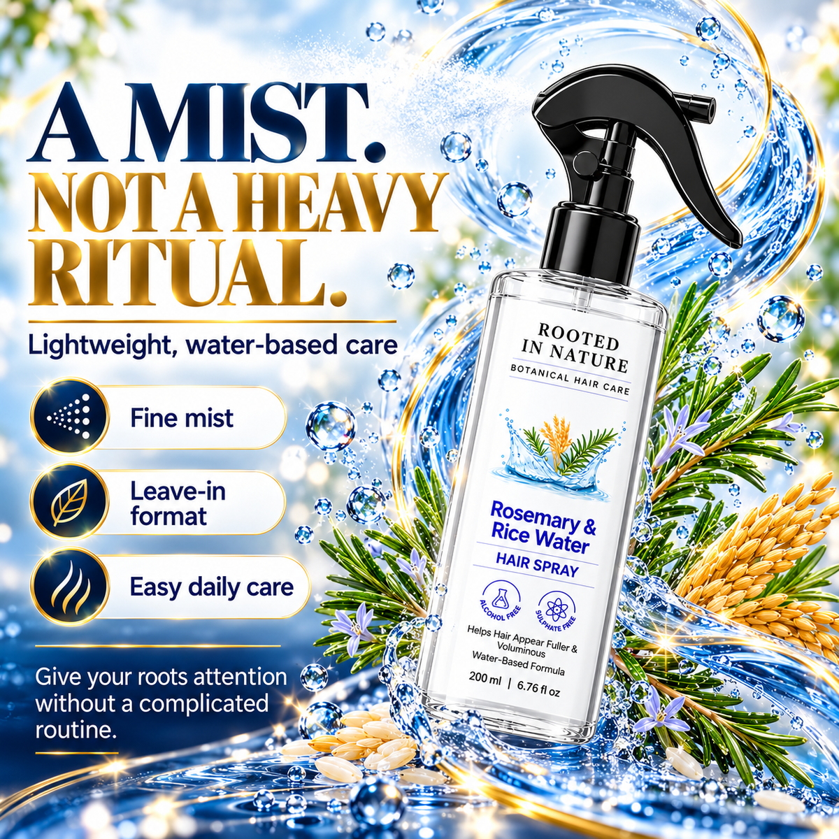 🌿 Rooted in Nature Rosemary & Rice Water Hair Growth Spray + 🎁 FREE Hair Growth Care Kit