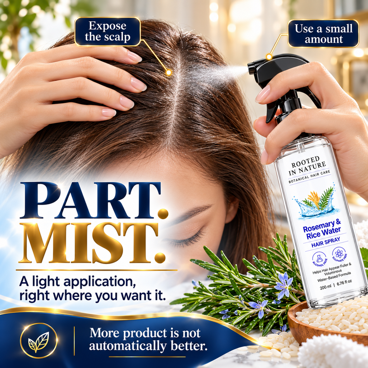 🌿 Rooted in Nature Rosemary & Rice Water Hair Growth Spray + 🎁 FREE Hair Growth Care Kit
