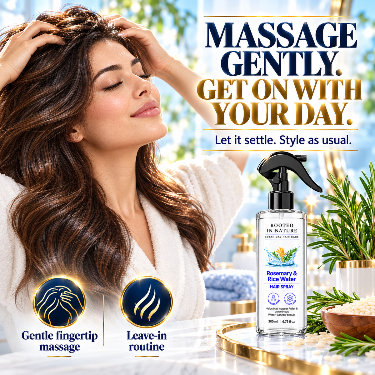 🌿 Rooted in Nature Rosemary & Rice Water Hair Growth Spray + 🎁 FREE Hair Growth Care Kit