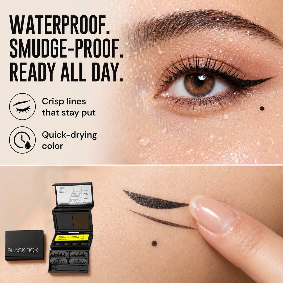 3‑in‑1 Lower Lash, Eyeliner & Beauty Mark Stamp Kit, Portable Makeup Tool