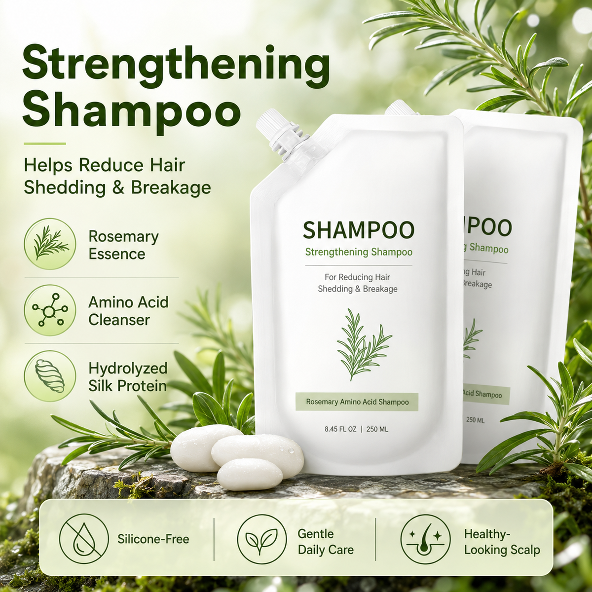 Strengthening Shampoo for Reducing Hair Shedding & Breakage