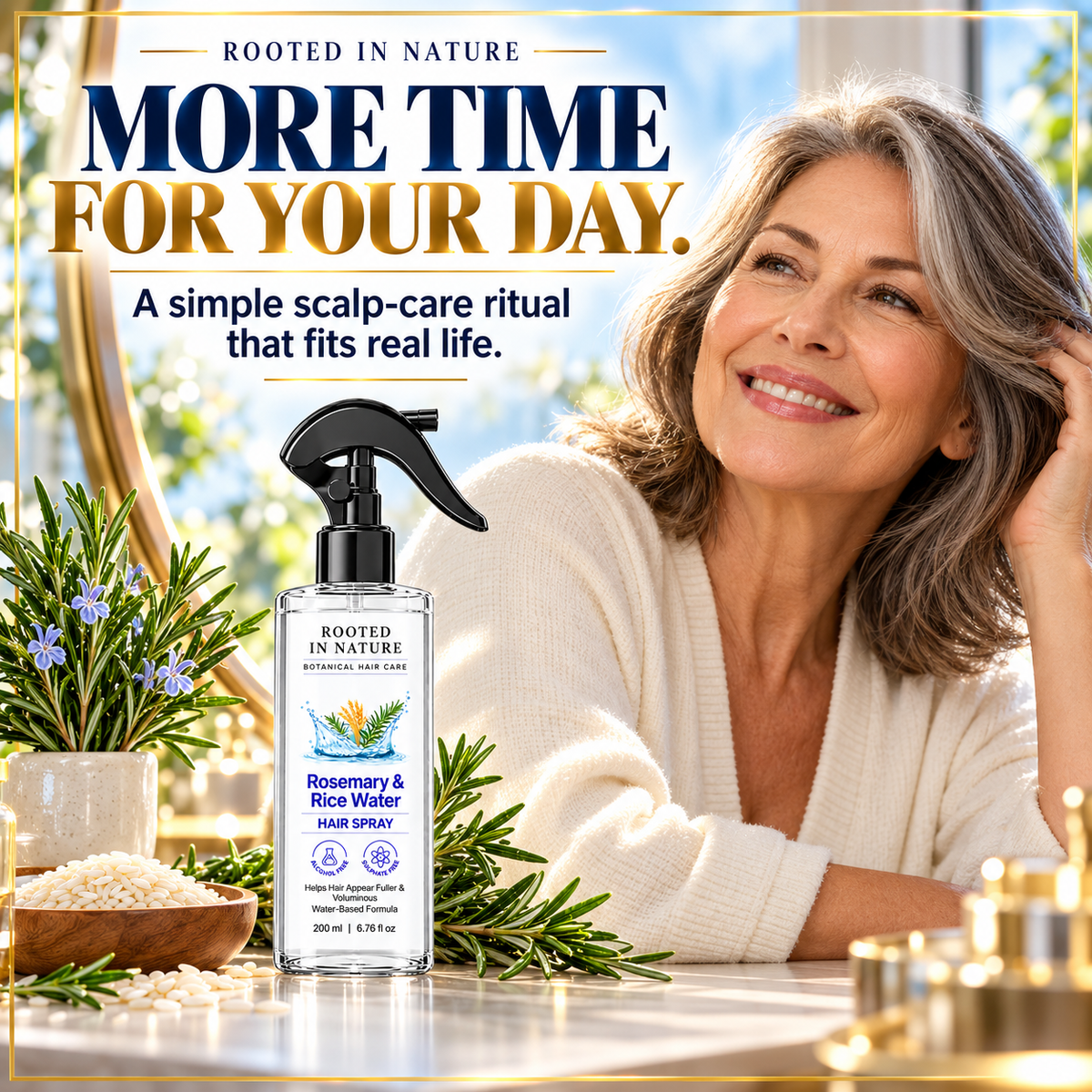 🌿 Rooted in Nature Rosemary & Rice Water Hair Growth Spray + 🎁 FREE Hair Growth Care Kit