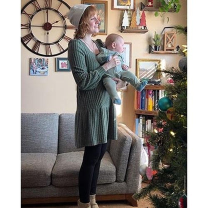 🔥Womens Square Neck Long Sleeve Fall Dresses Casual Babydoll Sweater Dress