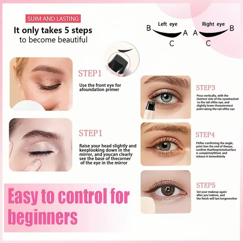 🎁Last Day Buy 1 Get 1 Free💖Rotating Eyeliner Stamp Pen – Dual-Head Design with Wing Stamp