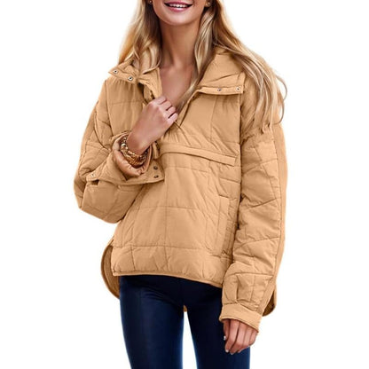 🔥Lightweight and warm-Women's Oversized Hooded Puffer Jacket Quilted Lightweight Winter Warm Pullover Padded Hoodies Coat