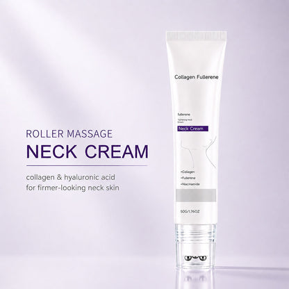 Roller Massage Neck Cream, Collagen & Hyaluronic Acid for Neck Skin Firming & Fine Line Smoothing