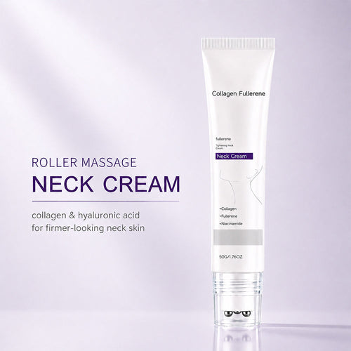 Roller Massage Neck Cream, Collagen & Hyaluronic Acid for Neck Skin Firming & Fine Line Smoothing