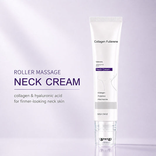 Roller Massage Neck Cream, Collagen & Hyaluronic Acid for Neck Skin Firming & Fine Line Smoothing