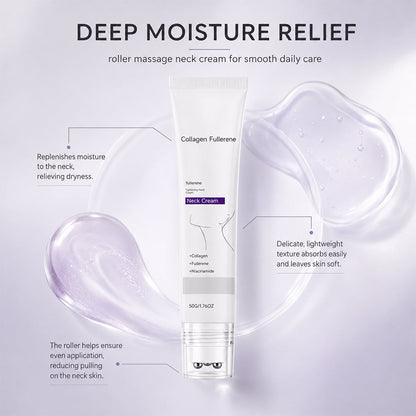 Roller Massage Neck Cream, Collagen & Hyaluronic Acid for Neck Skin Firming & Fine Line Smoothing