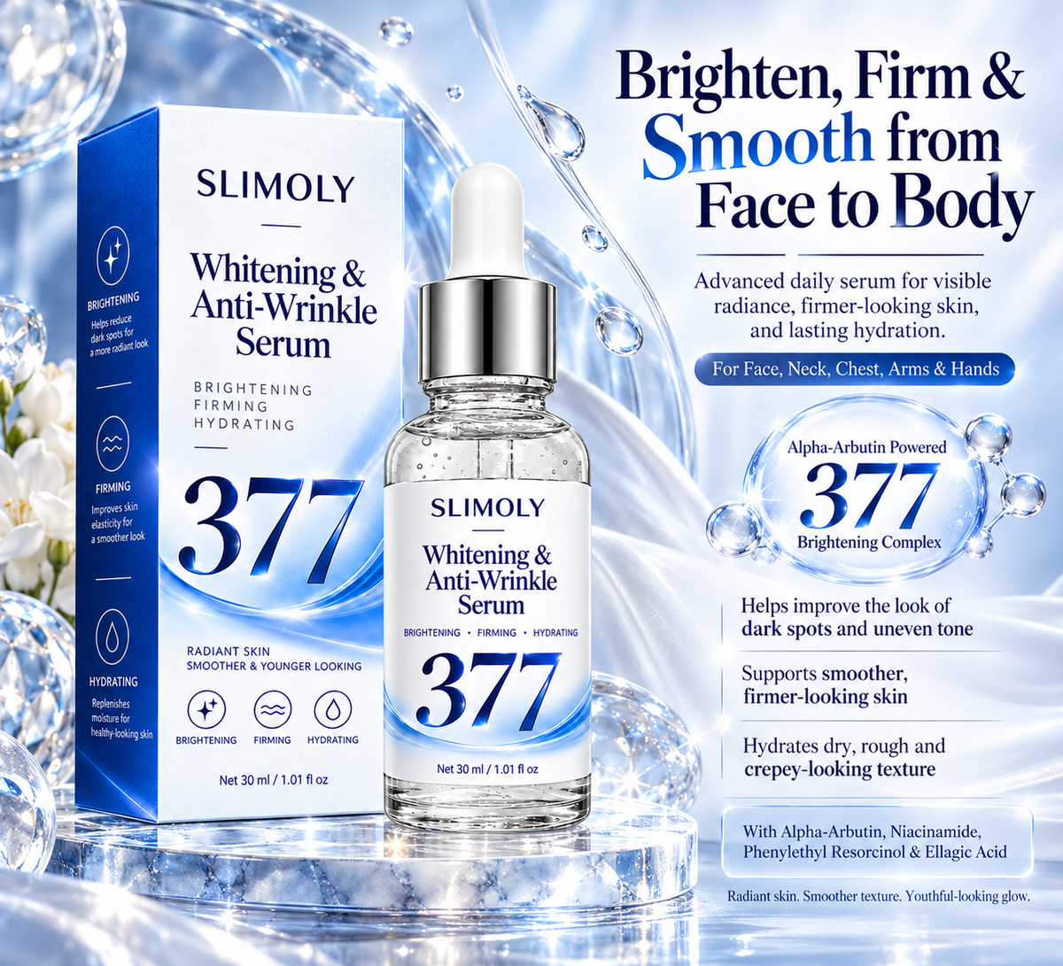 SLIMOLY Brightening Dark Spot Serum – For Face, Neck & Hands – Helps Fade the Look of Dark Spots & Uneven Tone – 70% OFF + 🎁 Free Derma Roller Today