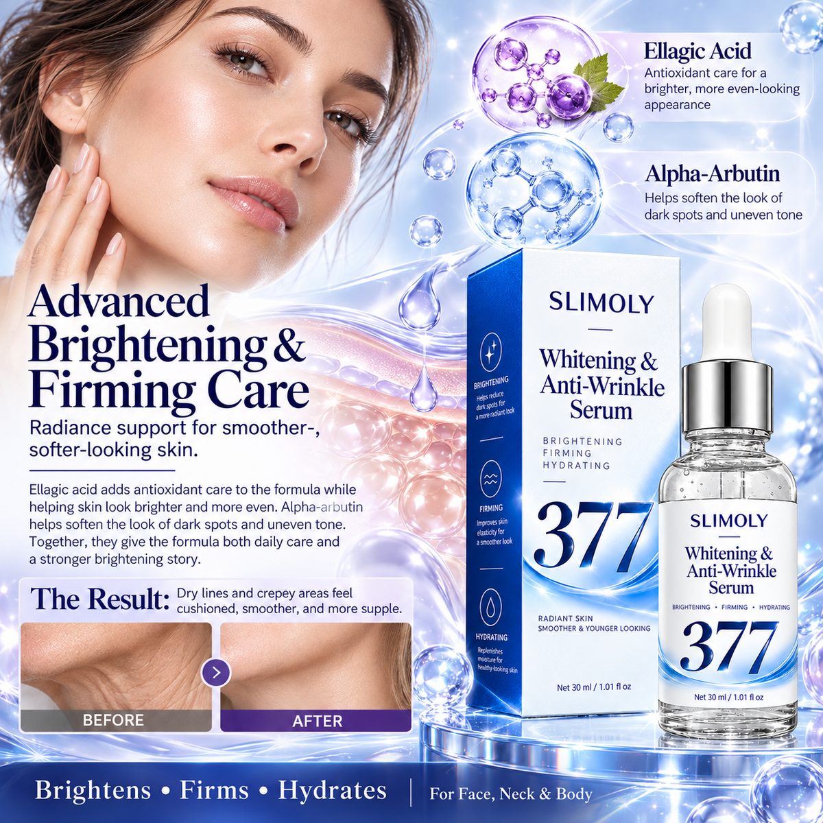 SLIMOLY Brightening Dark Spot Serum – For Face, Neck & Hands – Helps Fade the Look of Dark Spots & Uneven Tone – 70% OFF + 🎁 Free Derma Roller Today