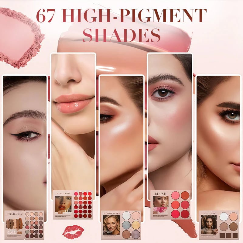 💄5-Layer Book-Style Makeup Palette with 67 Pro Shades